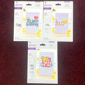 Lot 3 Crafters Companion Gemini Papercraft Die Birthday Party Gift Expressions